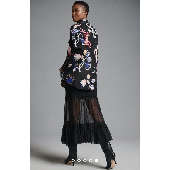 New By Anthropologie Printed Sweater Jacket size Medium - Picture 4 of 8